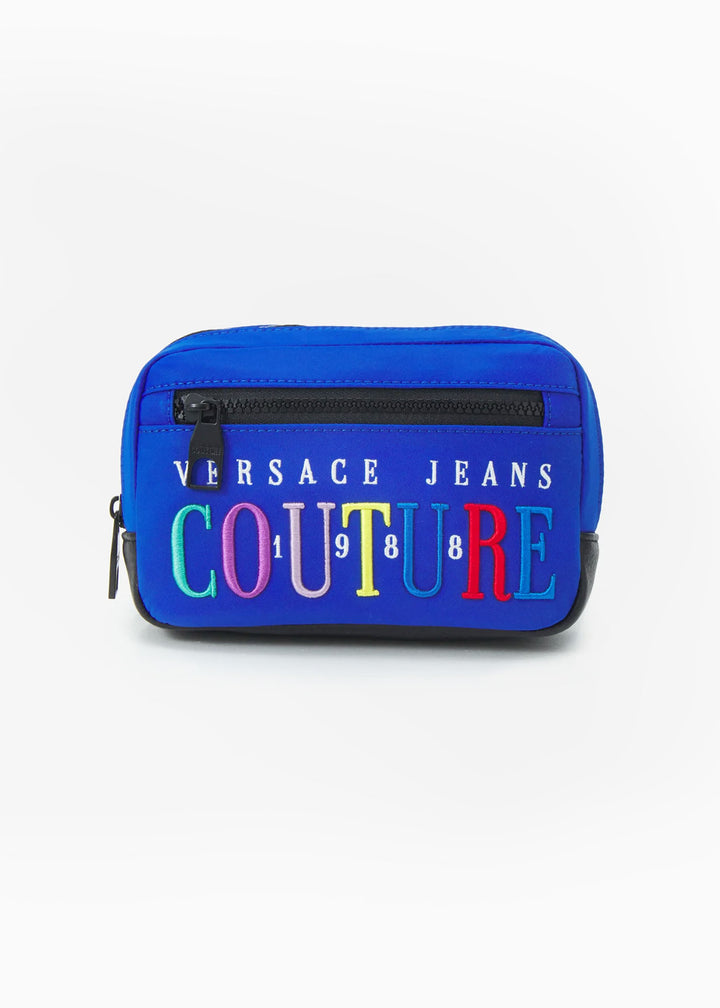Sac Banane Versace Jeans Couture Coated Embroidered Logo Unisex - Bleu
