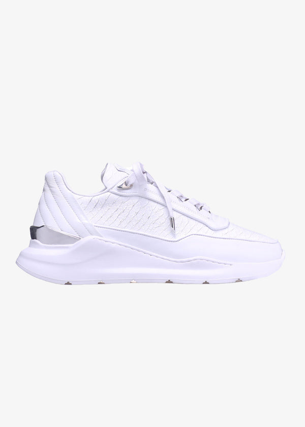 Low-top Bnj Hector Runner All White Python Cut Nappa