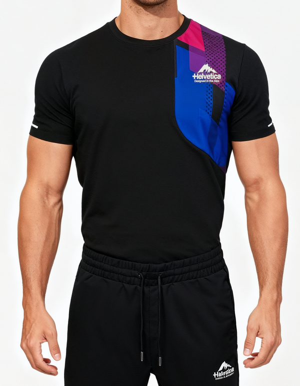 Helvetica T-shirt DENIS Noir Violet Bleu Roi