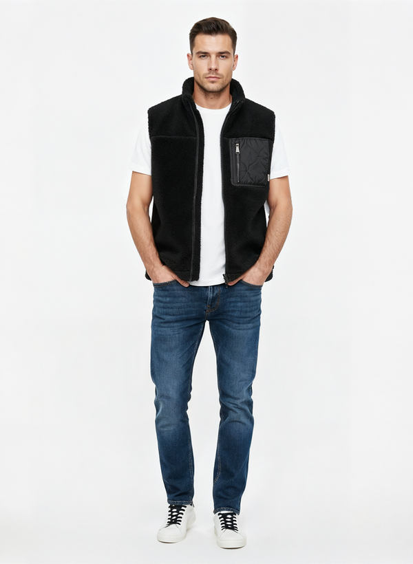 Blouson  SCHOTT sherpa noir sans manche