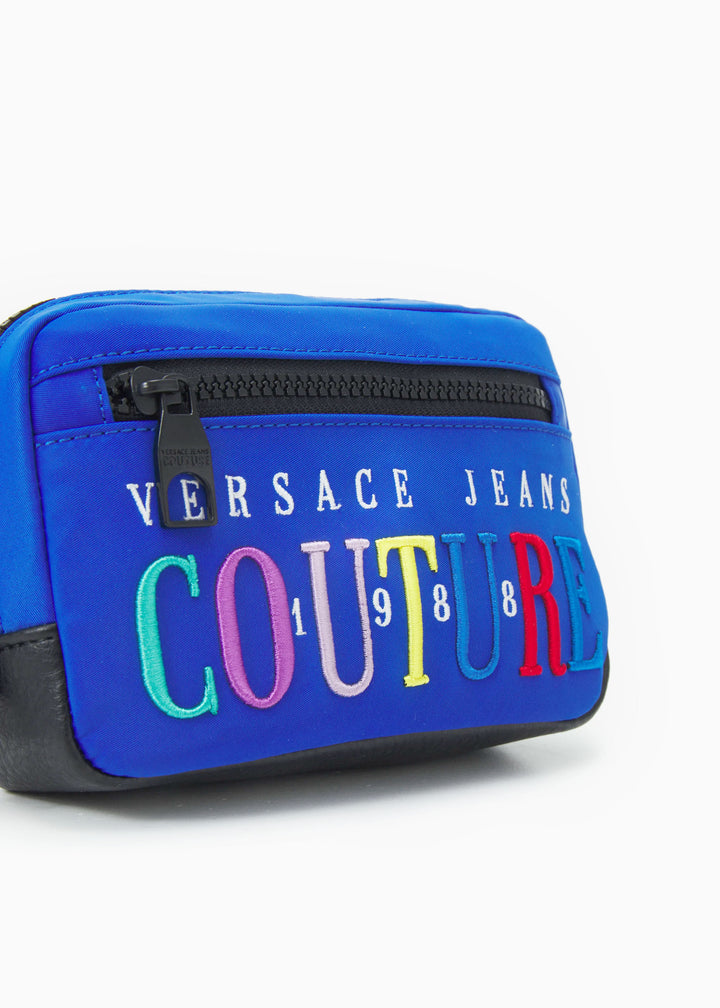 Sac Banane Versace Jeans Couture Coated Embroidered Logo Unisex - Bleu